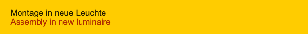 Montage in neue Leuchte Assembly in new luminaire